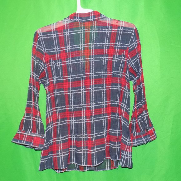 Notions Large Woman's Sheer Plaid Blouse - Picture 2 of 4